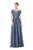 Marsoni by Colors - Illusion Bateau Ornate Gown in Blue and Gray