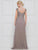 Marsoni by Colors - Cap Sleeve Keyhole A-Line Chiffon Gown M173  In Brown