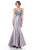 Marsoni by Colors - M178 Illusion V-Neck Mermaid Gown in Silver