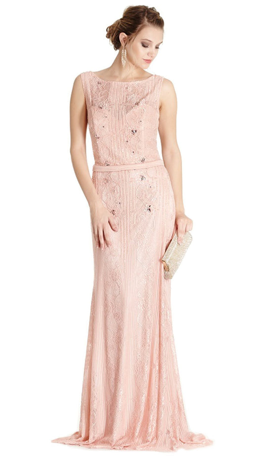 Bedazzled Lace Sheer Bateau Mother of Bride Gown