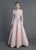 MNM Couture - M1804 Sequined Lace Long Sleeve A-line Dress in Pink