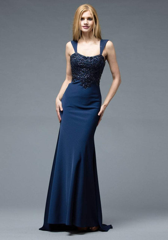 Marsoni by Colors - M183 Jeweled Sweetheart Faille Gown in Blue