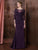Marsoni by Colors - M188 Embellished Quarter Length Sleeves Dress in Purple
