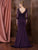 Marsoni by Colors - M188 Embellished Quarter Length Sleeves Dress in Purple