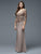 Marsoni by Colors - M188 Embellished Quarter Length Sleeves Dress in Gray