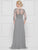 Marsoni by Colors - Quarter Sleeve Chiffon Scoop Neck Dress M189  In Gray