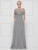 Marsoni by Colors - Quarter Sleeve Chiffon Scoop Neck Dress M189  In Gray