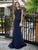 Marsoni by Colors - M191 Beaded Jewel Cap Sleeves Long Dress  in Blue