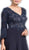 Beaded Trumpet Sleeve Vneck A-line Evening Dress