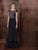 Marsoni by Colors - M193 Beaded Short Sleeves Long Dress in Black