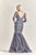 Park 108 - M195 Beaded Lace V-neck Tulle Mermaid Dress in Gray