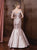 Marsoni by Colors - M197 Spliced Off Shoulder Trumpet Gown in Brown