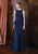 Marsoni by Colors - M199 Scarf Paneled Crepe Gown in Blue