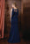 Marsoni by Colors - M199 Scarf Paneled Crepe Gown in Blue