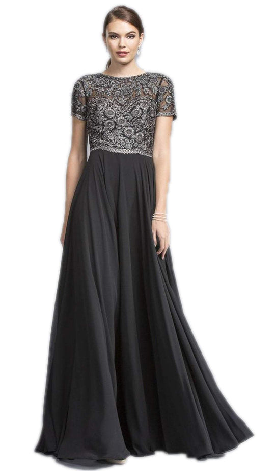 Bedazzled Bateau Mother Of Bride Dress