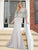 Marsoni by Colors - M207 Embellished Cape Trumpet Dress in Gray