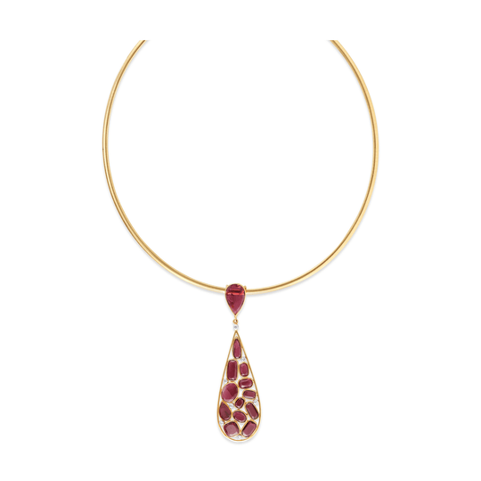 Tresor Collection - Pink Tourmaline Pendant in 18K Yellow Gold
