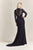 Park 108 - M211 Twisted High Neck Long Sleeve Sheath Gown In Blue