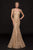 Marsoni by Colors - M212 Lace V-neck Mermaid Dress In Gold