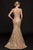 Marsoni by Colors - M212 Lace V-neck Mermaid Dress In Gold