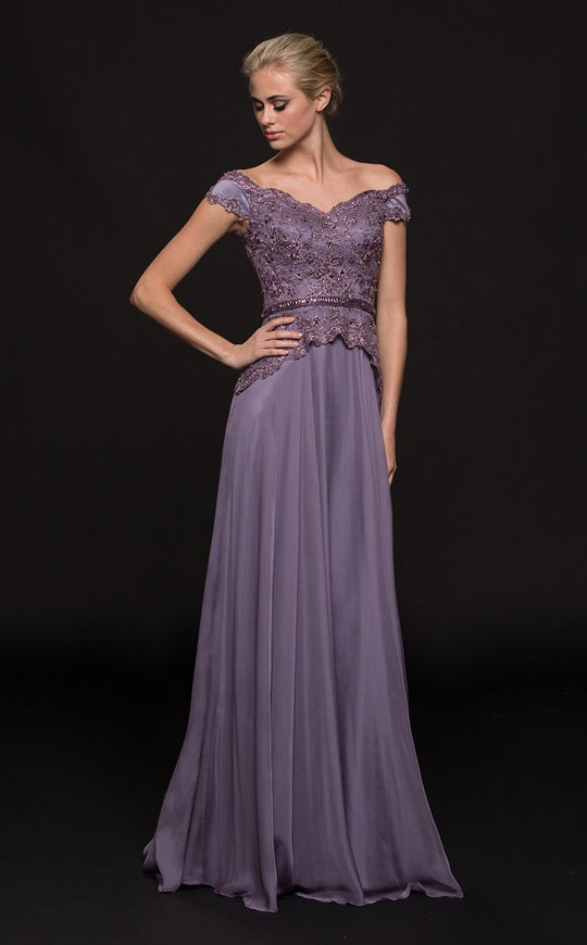 Marsoni by Colors Embellished Off-Shoulder A-line Dress M213 - 1 pc Lavender In Size 12 Available