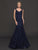 Marsoni by Colors - M215 Bejeweled Lace V-neck Trumpet Dress In Blue
