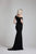 Park 108 - M216 Jewel-Ornate Asymmetrical Draped Crepe Gown In Black