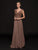Marsoni by Colors - M219 Embellished V-neck Chiffon A-line Dress In Brown