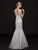 Marsoni by Colors - M222 Lace Scalloped V-neck Mermaid Dress In Gray