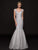Marsoni by Colors - M222 Lace Scalloped V-neck Mermaid Dress In Gray