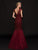 Marsoni by Colors - Scalloped V-neck Lace Mermaid Gown M222 In Red