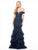 Marsoni by Colors - M227 Embellished Lace Off-Shoulder Mermaid Dress In Blue