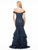 Marsoni by Colors - M227 Embellished Lace Off-Shoulder Mermaid Dress In Blue