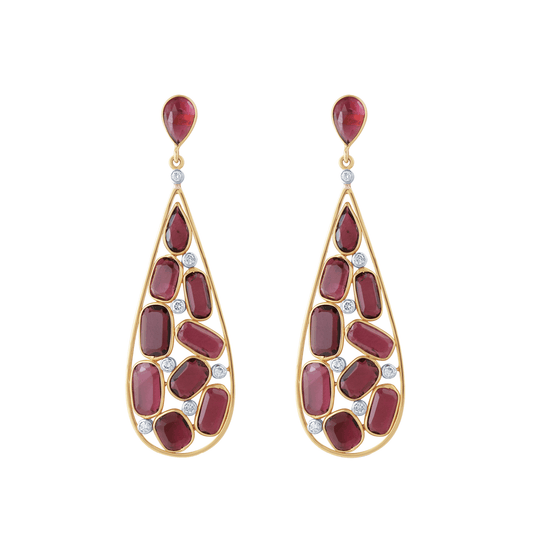 Tresor Collection - Pink Tourmaline & Diamond Earrings in 18K Yellow Gold