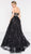 Marsoni by Colors - M231 Strapless Floral Lace Overskirt Gown in Black and Neutral