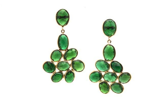 Tsavorite Mosaico Earrings in 18K Yellow Gold