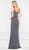Marsoni by Colors - M232 Jeweled Cape Long Faille Gown in Gray