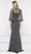 Marsoni by Colors - M232 Jeweled Cape Long Faille Gown in Gray