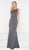 Marsoni by Colors - M232 Jeweled Cape Long Faille Gown in Gray