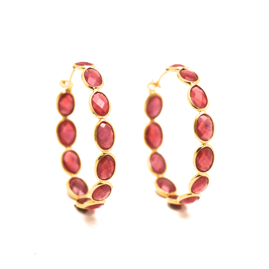 Tresor Collection - Orange Sapphire Hoop Earrings in 18K Yellow Gold