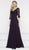 Marsoni by Colors - M237 V-Neck Beaded Lace Applique Chiffon Dress in Purple