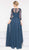 Marsoni by Colors - M237 V-Neck Beaded Lace Applique Chiffon Dress in Green
