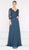 Marsoni by Colors - M237 V-Neck Beaded Lace Applique Chiffon Dress in Green