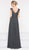 Marsoni by Colors - Beaded Applique A Line Chiffon Dress M238 In Gray
