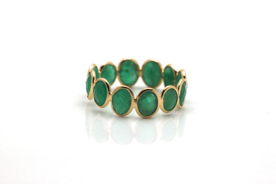 Emerald Oval Stackable Ring Bands In 18K Yellow Gold