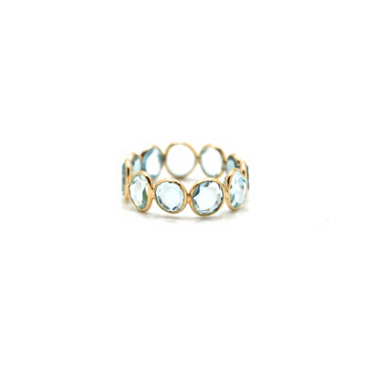 Blue Topaz Slices Stackable Ring Bands In 18K Yellow Gold