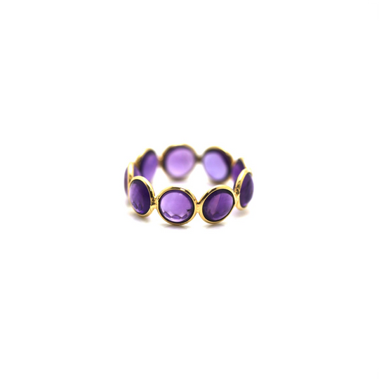 Amethyst Gemstone Stackable Ring Band in 18K Yellow Gold