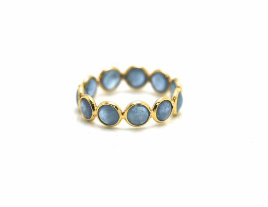 Aquamarine Gemstone Stackable Ring Band in 18K Yellow Gold