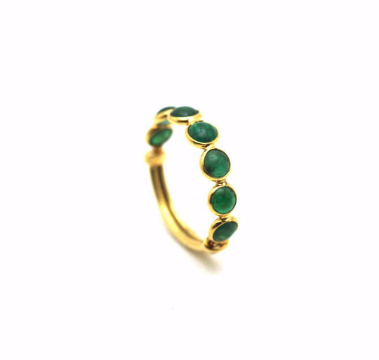 Emerald Round Stackable Ring Bands With Adjustable Shank In 18K Yellow Gold