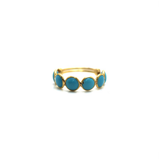 Turquoise Stackable Ring Bands With Adjustable Shank In 18K Yellow Gold